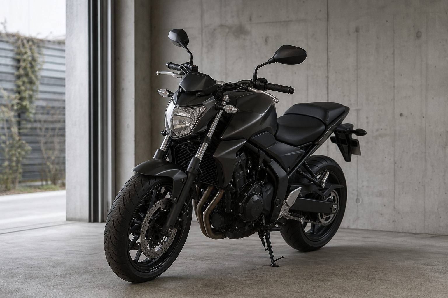 Moto usada em garagem urbana